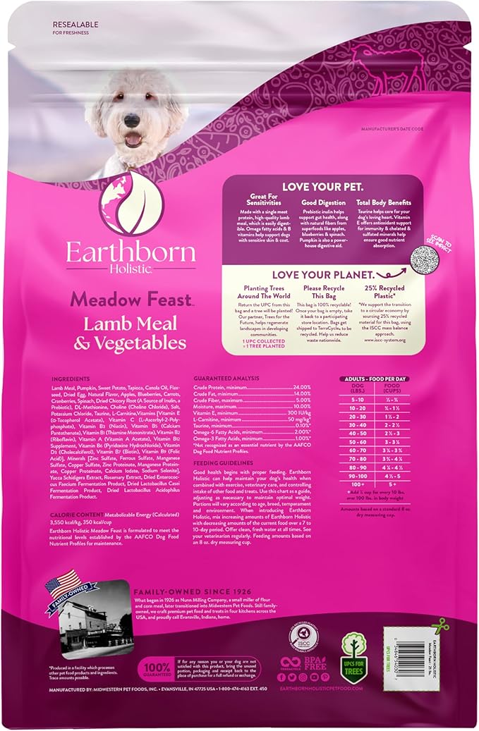 Earthborn Holistic Meadow Feast 25 lb. Lamb Meal & Vegetables Grain-Free Dry Dog Food