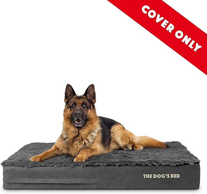 The Dog’s Bed Replacement Outer Cover, Fur Fabric, Grey Fur, XL, 6-Inch