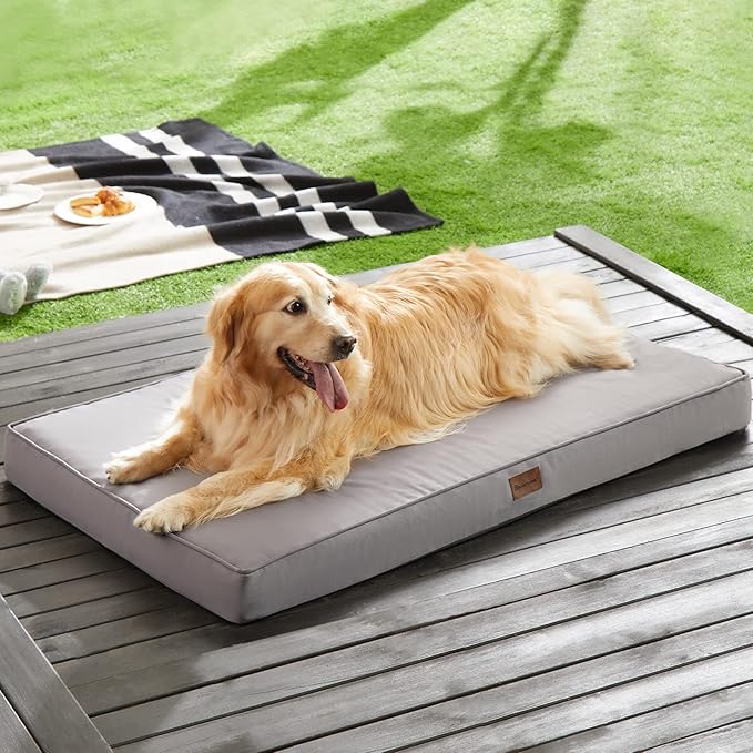 BFPETHOME Outdoor Dog Beds for Large Dogs, Waterproof Dog Bed for Medium, Large, Extra Large Dogs, Orthopedic Dog Bed with Removable Washable Cover, Egg Crate Foam Pet Bed Mat. (54 x 36 in, Grey)