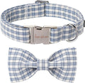 Unique style paws Cotton Dog Collar with Bow Spring Summer Collar with Blue White Grid for Small Medium Large Boys Girls Dogs