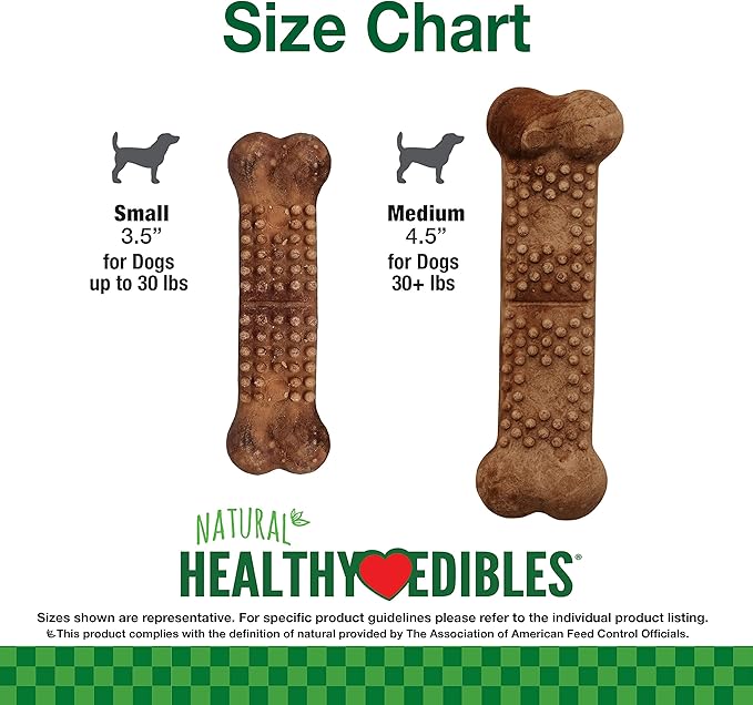 Nylabone Healthy Edibles Natural Dog Chews Long Lasting Meaty Center Beef Flavor Treats for Dogs, Small (12 Count) (Pack of 4)
