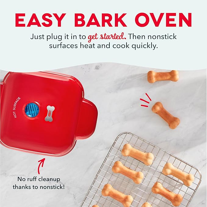 Dash Mini Dog Treat Maker - DIY Bone-Shaped Treats - Personalized Dog Gifts - Easy to Clean - 6 Bones, Red