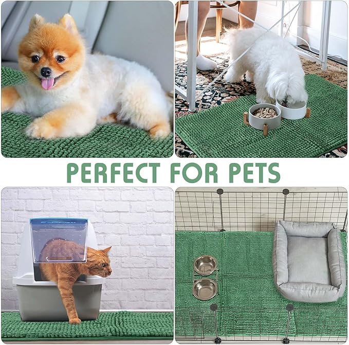 Amylove 4 Pcs Guinea Pig Cage Liner Washable Fleece Pee Pads Pet Dog Cat Bedding Training Mat for Small Animal Guinea Pig Puppy Bunny Hamster(16 x 24 Inch,Rectangular,Dark Green)