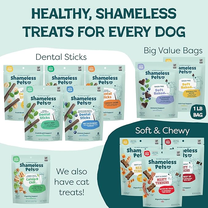 Shameless Pets Soft-Baked Dog Treats, Pumpkin Nut Partay - Natural & Healthy Dog Chews for Digestive Support with Fiber - Made in USA, Free from Grain, Corn & Soy - 1-Pack