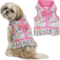 Parisian Pet Floral Dog Harness Dress - Breathable No Pull Puppy Dress with Pink Bow and Leash Ring - 100% Mesh Fabric Harnesses for Dogs - Soft Padded Step in Pet Vest - Dog Harness Medium Sized Dogs