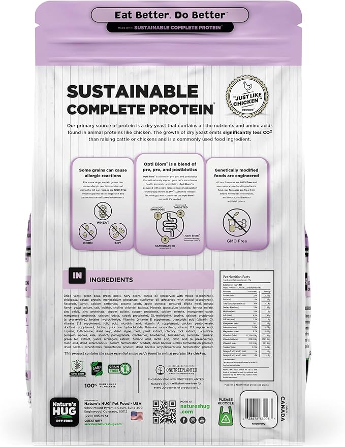 Nature's HUG Hypoallergenic Dry Dog Food for Adult Toy & Small Breeds – Complete & Balanced Nutrition, Sensitive Stomach Support, High-Protein, Grain Free – 5lb
