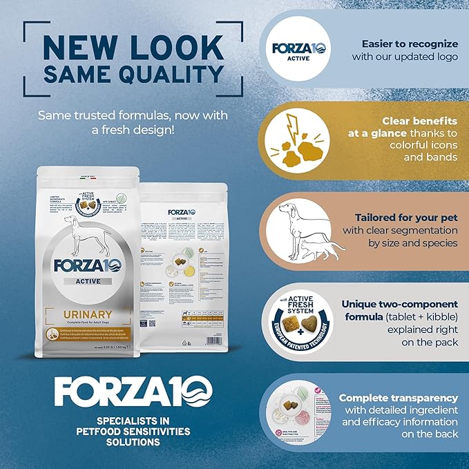 Forza10 - Dog Food, Limited Ingredient Dog Food for Urinary Health and UTI Support, Non-GMO, Fish Flavor, Made in Italy (3.3 lb)