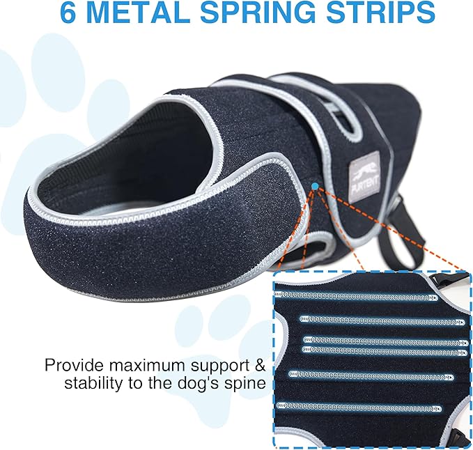Dog Back Brace for IVDD, Adjustable Recovery Support Harness for Corgi & Dachshund, Spine Injury Rehab and Hip Leg Pain Relief (Medium)