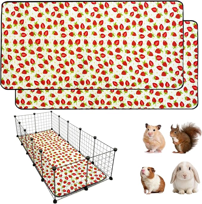 2 Pack Guinea Pig Cage Liners, Waterproof Reusable Guinea Pig Cage Liners,Waterproof Super Absorbent Pee Pads for Small Animals,24x60 inch 2pack