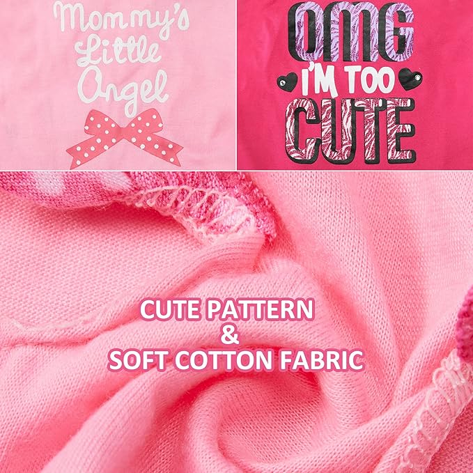 2 Pieces Dog Dresses for Dogs Cute Girl Female pet Dress Mommy Puppy Shirt Skirt Dresses Pet Summer Clothes Apparel for Cats(OMG and Angel,Small)
