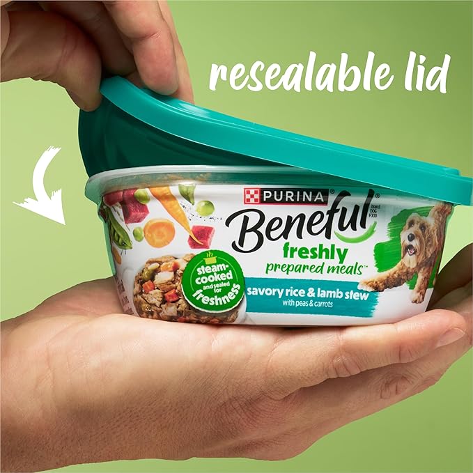 Purina Beneful Wet Dog Food Freshly Prepared Meals Savory Rice and Lamb Stew with Peas and Carrots - (Pack of 8) 10 oz. Tubs