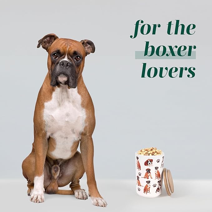 Greenline Goods Premium Dog Treat Ceramic Canister Set – Boxer Airtight Canister for Fresh Treats, Ceramic Jar & Containers with Lids, Farmhouse Canisters, Ideal Kitchen Canisters for Countertop