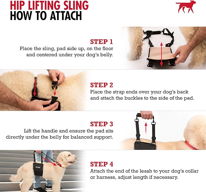 Tuff Pupper Dog Sling Hip Harness | Rear Lift Support for Senior & Injured Dogs | Adjustable Mobility Aid | Strong Padded Handle | Comfortable Design | Hip & Hind Leg Assistance (Medium/Large Unisex)