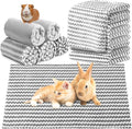 Hahafelt 5 Pcs Waterproof Guinea Pig Fleece Bedding Blankets Absorbent Guinea Pig Cage Liner Washable Small Animal Pee Pad Reusable Pet Blanket Wash Cloth Bedding Mat Pad(Gray,18 x 24 Inch)