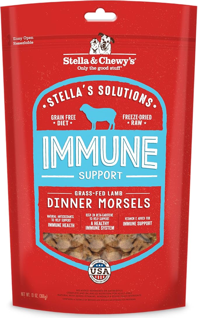 Stella & Chewy's Freeze-Dried Raw Dog Food for Immune Support - Grass-Fed Lamb - Natural Solution for Immune Defense & Overall Wellness - Premium Raw Nutrition - 13oz