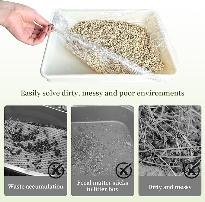 Disposable 50 pcs Small Animal Cage Liners, Rabbit Tray Film Liner Bunny Litter Pan Bags Guinea Pig Cage Toilet Plastic Film for Bird Hamster Chinchilla Hedgehog