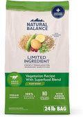 Natural Balance Limited Ingredient Adult Dry Dog Food with Vegan Plant Based Protein and Healthy Grains, Vegetarian Recipe, 24 Pound (Pack of 1)