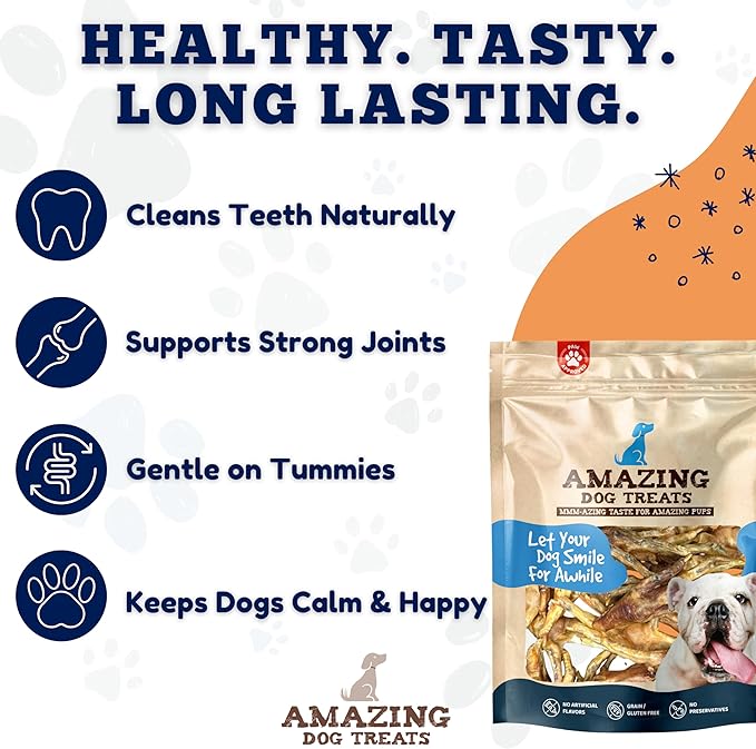Amazing Dog Treats - Chicken Feet Dog Treats (25 Count) - All Natural Single Ingredient Chicken Feet for Dogs - Premium Quality Dog Chews