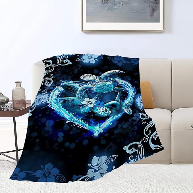 banonaty Turtle Blanket Sea Turtle Throw Blanket Cozy Fleece Flannel Plush Bedding Quilt Sea Turtle Gifts for Women Men Boys Girls Adult for Couch Sofa Bed Decor 60"X80"