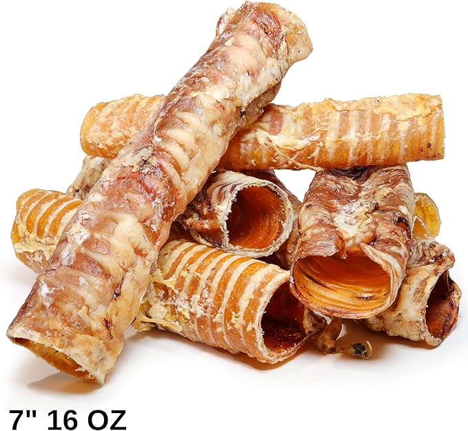 Dog Chews – Beef Trachea Dog Treat Chew Made in USA. Grass Fed Farm-Raised American Beef. Glucosamine Rich for Healthy Joints. All Natural Dental Chew (7" 16 OZ)
