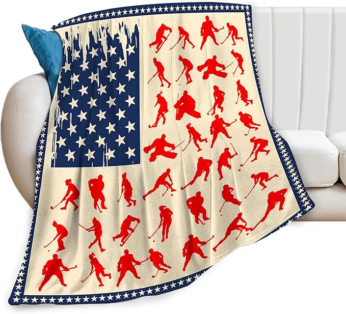 banonaty Hockey Throw Blanket, Cozy Fleece Flannel Plush Bedding Ice Hockey Gifts for Boys Girls Men Women Youth Kids for Couch Sofa Bed Decor 60"X80"