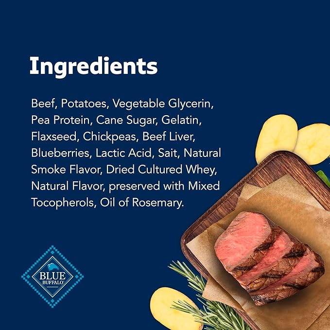 Blue Buffalo Stix Natural Soft Moist Dog Treats Beef Recipe Bag