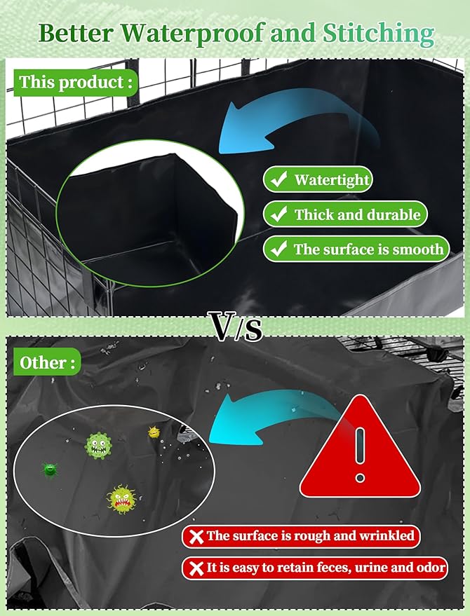 Guinea Pig Cage Liner, for 28"x13" Area Litter Box & Hay Feedder for Guinea Pig Rabbits Hamsters Hedgehogs Ferrets and Other Small Animals. Black