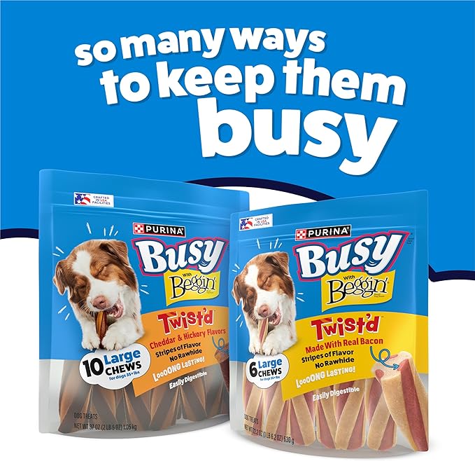 Purina Busy with Beggin’ Twist’d Cheddar and Hickory Smoke Flavors Adult Dog Treat - 10 ct. Pouch