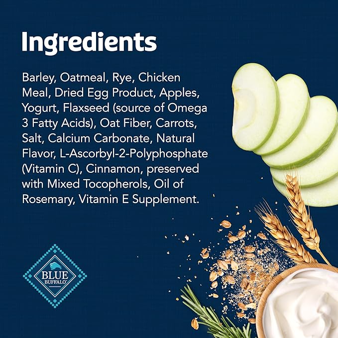 Blue Buffalo Health Bars Mini Crunchy Dog Biscuits, Oven-Baked with Natural Ingredients, Apples & Yogurt, 32-oz Bag (Pack of 2)