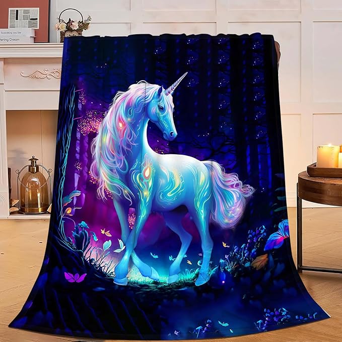 Unicorn Blanket Unicorn Throw Blanket Gifts for Girls Women Kids Adults Super Soft Cozy Plush Fluffy Fuzzy Fleece Blanket Home Decor 60''X80''