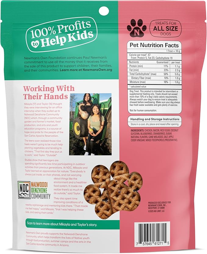 Newman's Own Bacon & Berry Woofles Waffle Dog Treats, 10 oz Bag — Soft & Chewy Waffles, No Artificial Flavors or Colors, Wholesome Training Rewards, Made in USA