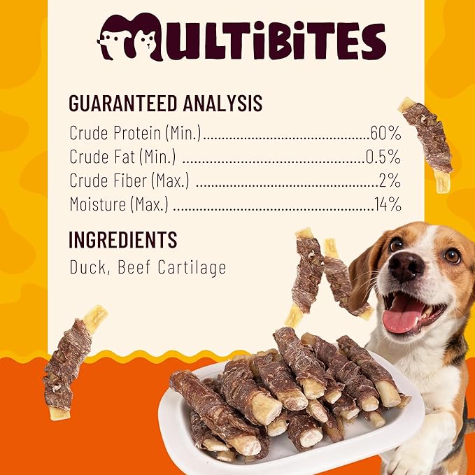Duck-Wrapped Beef Cartilage for Dogs - Grain Free Limited Ingredient Training Treats - Healthy Snacks for Dogs - 5 oz