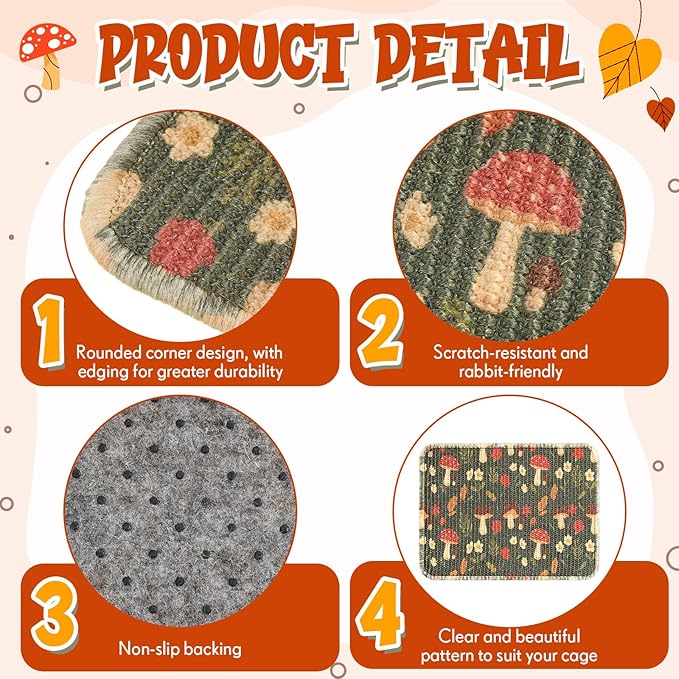 Drydiet 2 Pcs 16 x 12''Rabbit Scratch Mat Natural Bunny Scratching Pad Claws and Teeth Care Rabbit Mats for Cages Chew Toys Bunny Pet Cage Bedding for Biting Sleeping Nesting