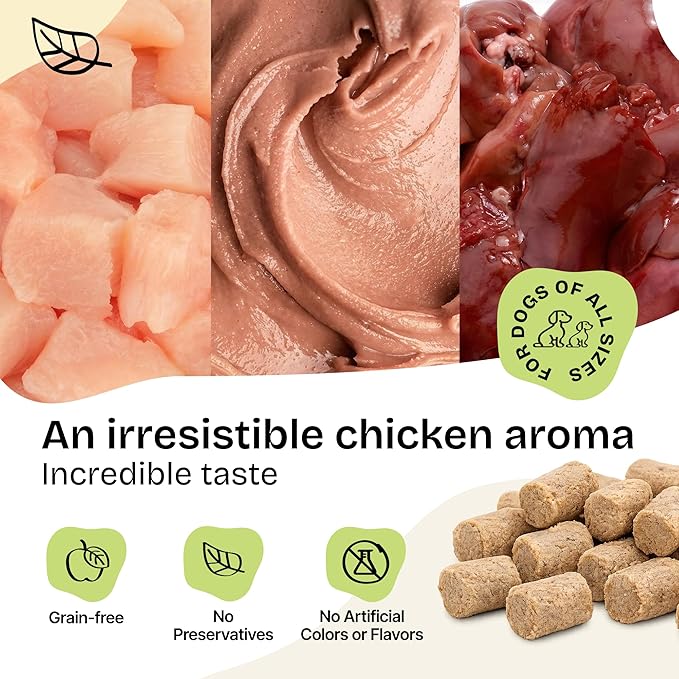 Forever Puppy Grain-Free Chicken & Liver Dog Treats for Puppies & Adults - Natural Training Rewards for All Breeds - Wholesome Bite-Sized Snacks in Resealable Pouch, No Added Sugar