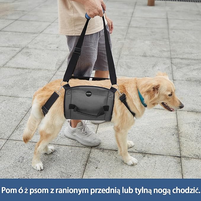 COODEO Dog Carry Sling, Emergency Backpack Pet Legs Support & Rehabilitation Dog Lift Harness for Nail Trimming, Dog Carrier for Senior Dogs Joint Injuries, Arthritis, Up and Down Stairs(XL, Black)