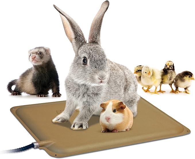 K&H Pet Products Small Animal Outdoor Heated Pad, Waterproof, Chew Resistant, Safety Listed, Indoor Outdoor Heater Warming Pad for Cat Houses, Rabbit Hutches, or Chick Brooders - 12 X 9in Tan 25W