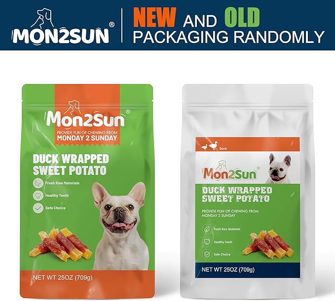 MON2SUN Duck Wrapped Sweet Potato Dog Treats for All Breeds, Rawhide-Free Soft Chews for Training, No Artificial Colors, 25oz