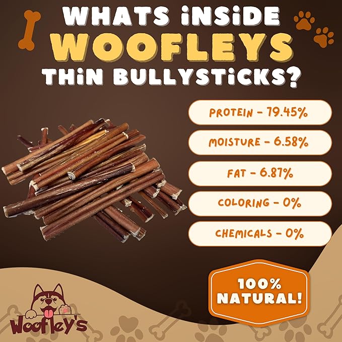 Woofley's 6 Inch Bully Sticks for Small Dogs - (30 Count) - Bully Sticks for Dogs - Long Lasting Bully Stick Dog Chews