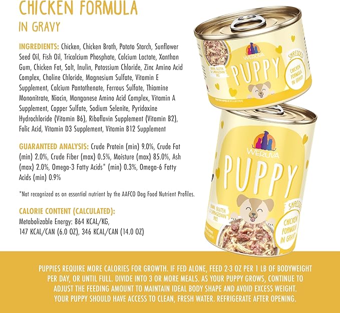 Weruva Puppy, Chicken Formula in Gravy, 6oz Can, Pack of 8