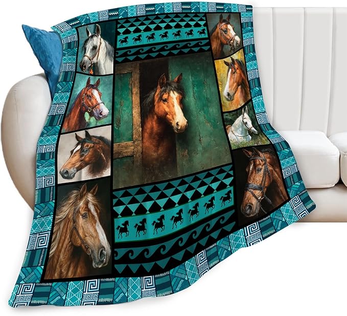 Horse Throw Blanket Horse Stuff Gifts for Kids Girls Boys Adults Women Men Soft Cozy Warm Plush Fluffy Fuzzy Fleece Blanket Decor 60''X80''