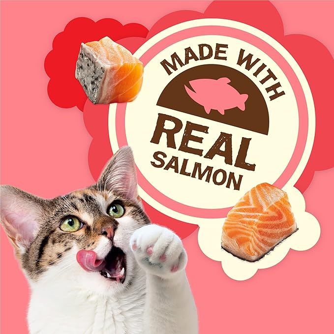 Friskies Purina Natural Cat Treats Party Mix Natural YUMS with Real Salmon and Added Vitamins, Minerals and Nutrients - 20 Oz. Canister (Pack of 2)