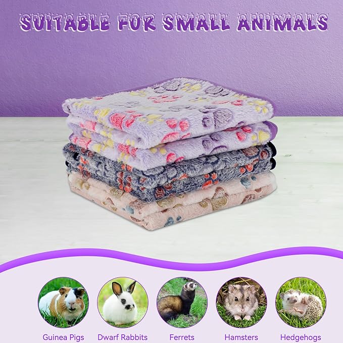 YUEPET Waterproof Guinea Pig Blankets Washable 3 Pack Small Animal Fleece Cage Liners Pet Soft Sleep Mat Pad Cover Warm Flannel Throw for Hamster Guinea Pig Rabbit Chinchilla Hedgehog Ferret 23"×16"