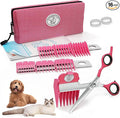SCAREDY CUT Silent Pet Grooming Kit for Dog, Cat and All Pet Grooming - A Quiet Alternative to Electric Clippers for Sensitive Pets (Right-Handed Pink)