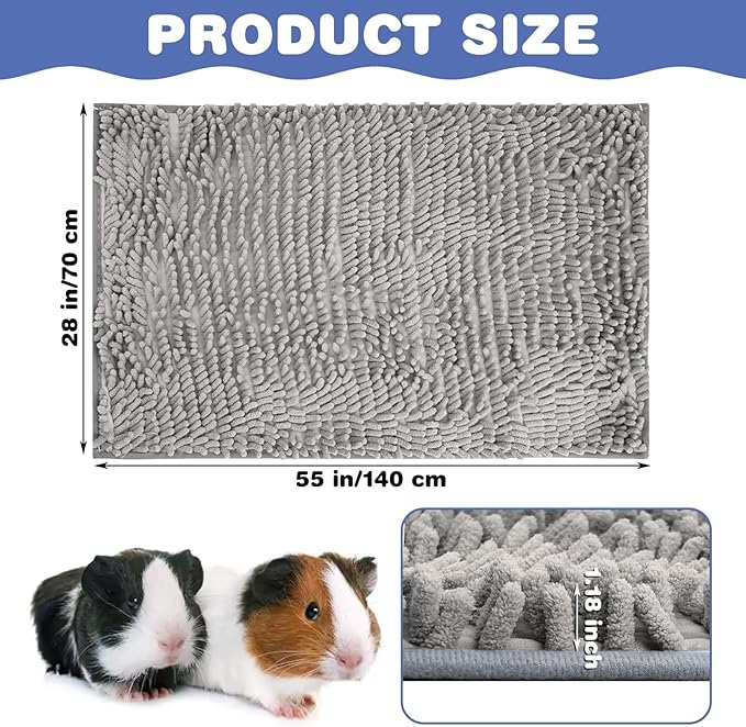PINVNBY Guinea Pig Cage Mat Guinea Pig Bedding Washable Rabbit Mat Pads Reusable Small Animal Sleeping Bed for Bunny Hamster (55 x 28, Gray)