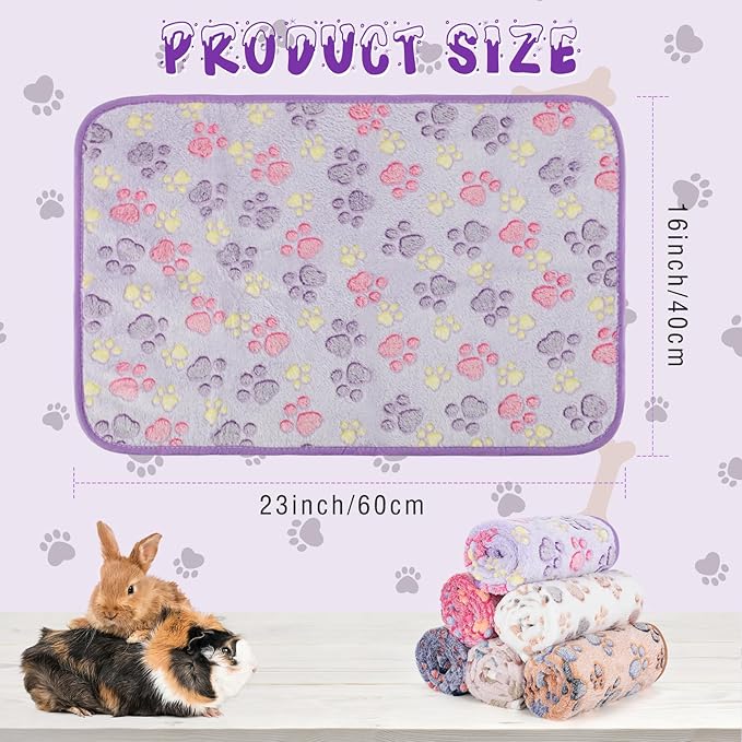 YUEPET Waterproof Guinea Pig Blankets Washable 6 Pack Small Animal Fleece Cage Liners Pet Soft Sleep Mat Pad Cover Warm Flannel Throw for Hamster Guinea Pig Rabbit Chinchilla Hedgehog Ferret 23"×16"
