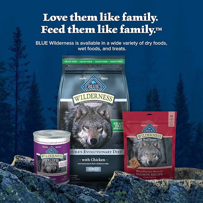 Blue Buffalo Wilderness Adult High-Protein Dry Dog Food with Real Chicken, Grain-Free, Made in The USA with Natural Ingredients, Chicken, 4.5-lb. Bag (Pack of 2)