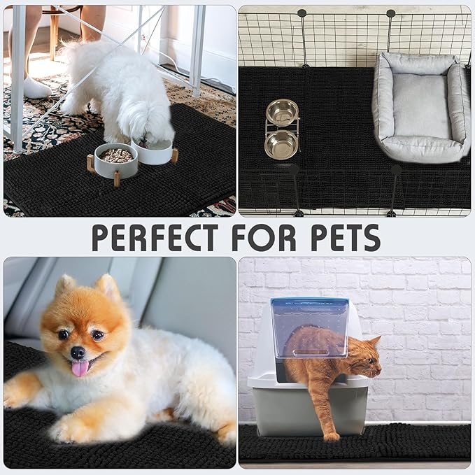Amylove 4 Pcs Guinea Pig Cage Liner Washable Fleece Pee Pads Pet Dog Cat Bedding Training Mat for Small Animal Guinea Pig Puppy Bunny Hamster(16 x 24 Inch,Rectangular,Black)