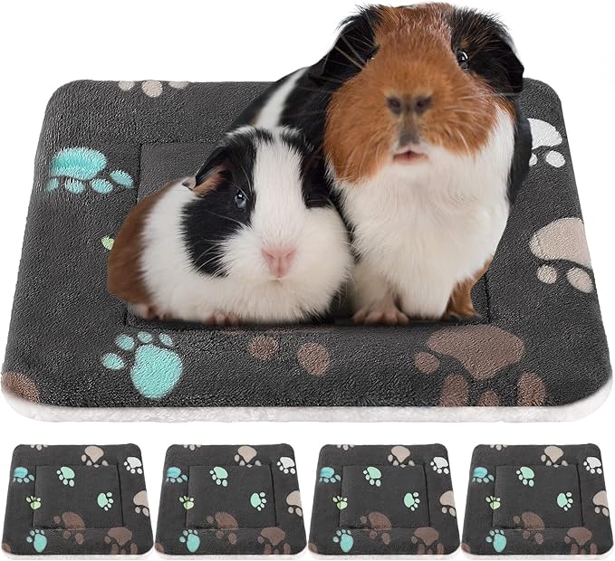 Tuanse 4 Pack Ultra Soft Dog Cat Bed Mat Small Animal Guinea Pig Bed with Cute Print Reversible Fleece Dog Crate Kennel Pad Cozy Washable Thickened Hamster Pet Beds Mat(13 x 10 Inches,Black)