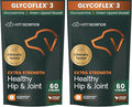 VetriScience Extra Strength Healthy Hip & Joint Chews, GlycoFlex Glucosamine and Green-Lipped Mussel Joint Support Supplement for Dogs, Chicken, 60 Count (Pack of 2)