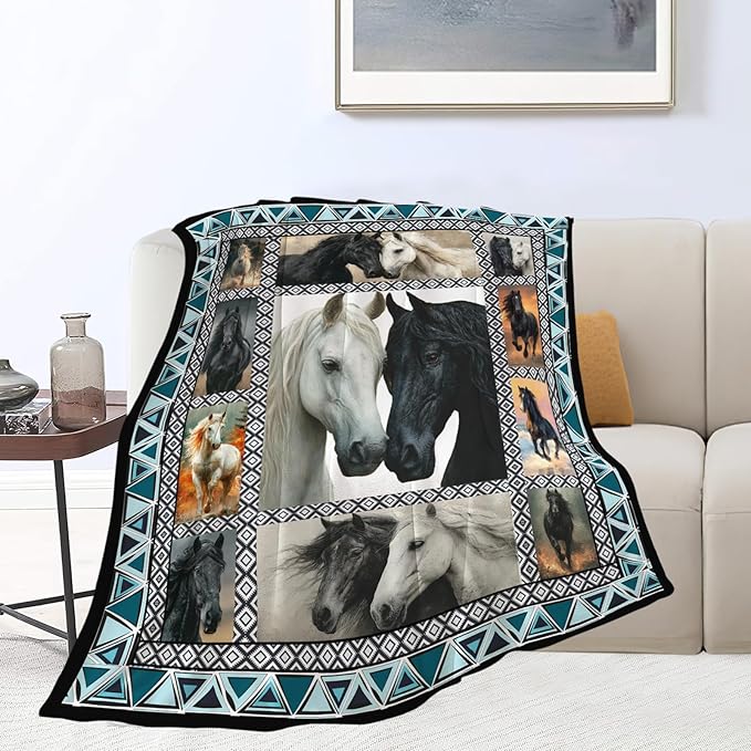 Horse Throw Blanket Horse Stuff Gifts for Kids Girls Boys Adults Women Men Soft Cozy Warm Plush Fluffy Fuzzy Fleece Blanket Decor 40''X50''